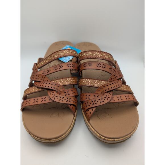 SKECHERS 31714 BEVERLEE TIGER-TIGER POSSE TAN WOMENS LUXE FOAM WEDGE SIZE 9 - Picture 4 of 7